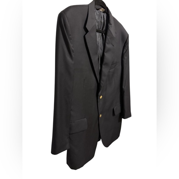Jos. A. Bank Black Blazer Men’s W Gold Buttons Classic Preppy 100% Wool Size 42S - Picture 2 of 9